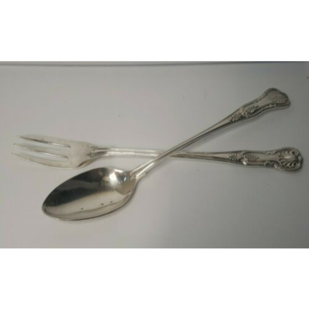 Reed & Barton Kings Serving Spoon And Fork Sterling Plated
